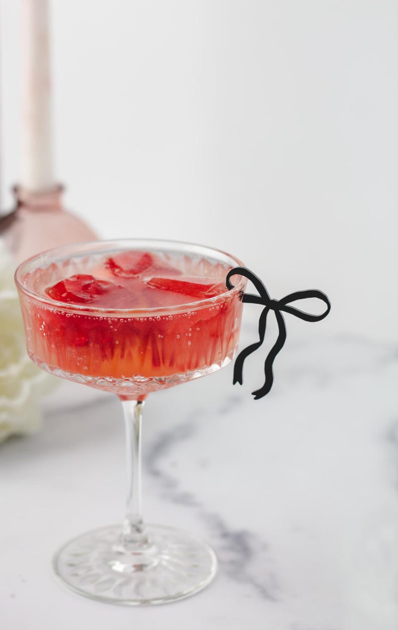 Etsy Bow Drink Clip Acrylic Bow Drink Tag Bow Drink Marker Coquette Drink Clip Coquette Drink Tag Baby Shower Bridal Shower Birthday