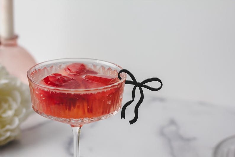 etsy Bow Drink Clip Acrylic Bow Drink Tag Bow Drink Marker Coquette drink Clip Coquette drink tag Baby Shower Bridal Shower Birthday
