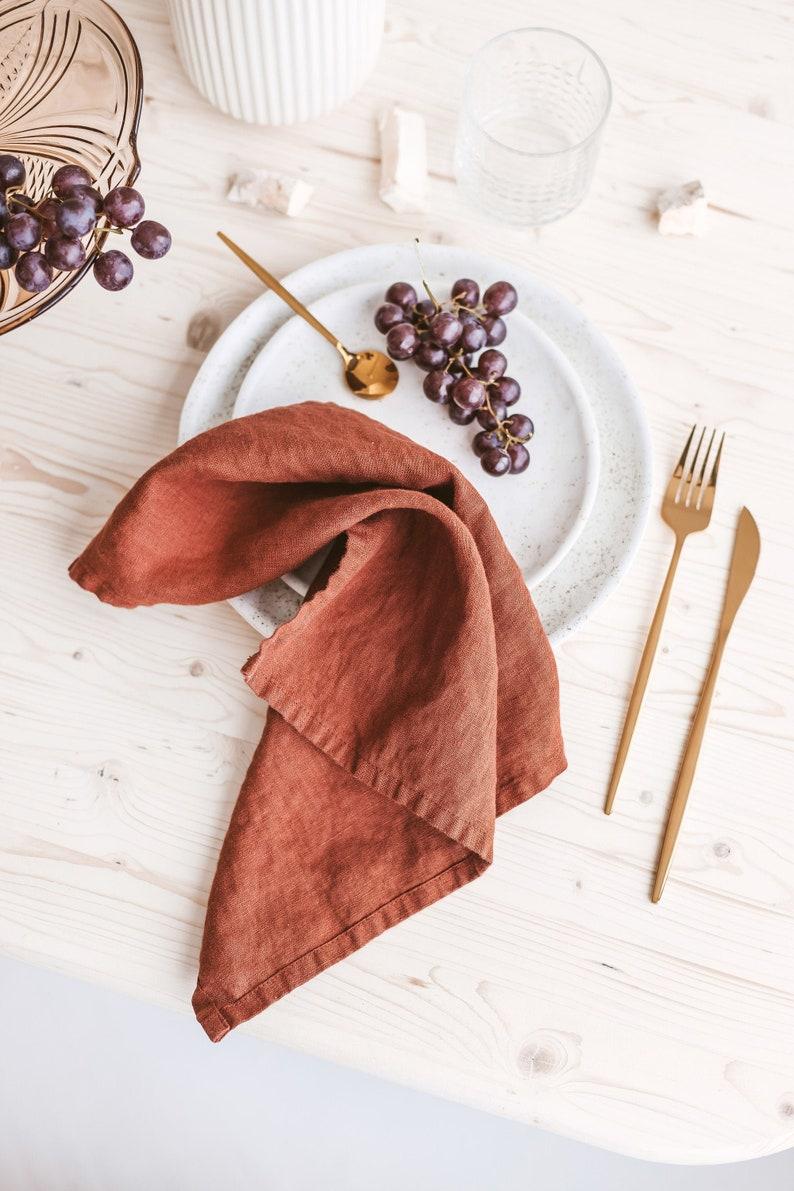 Etsy Burnt Orange Linen Napkins - Set Of 4 6 8 Or 10 Washed Linen Napkins Natural Soft Linen Table Napkins Rust Orange Linen Napkins