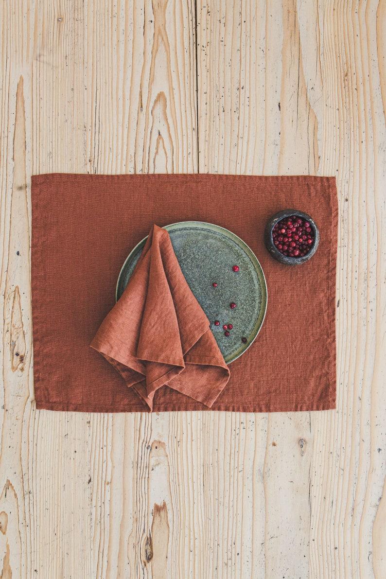 etsy Burnt orange linen napkins - set of 4 6 8 or 10 Washed linen napkins Natural soft linen table napkins Rust orange linen napkins