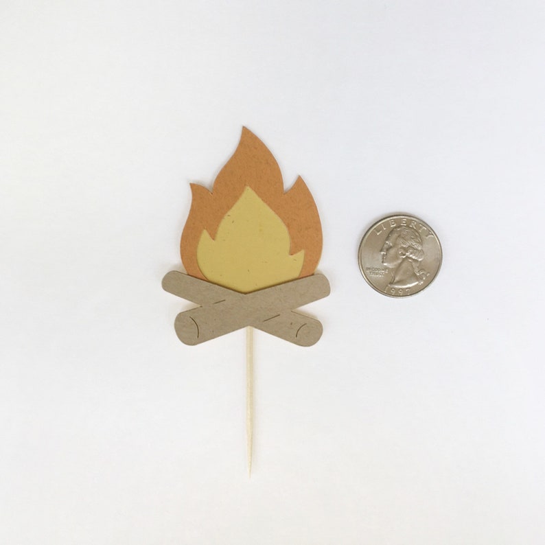 Etsy Campfire Cupcake Toppers Camping Theme Party Supplies Bonfire Party Decor Camping Theme Party Lumberjack Party Decor Camp Fire Toppers