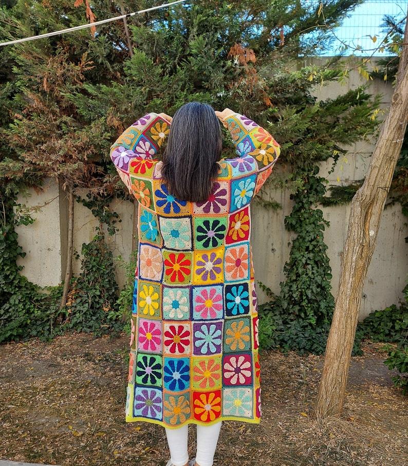 Etsy Crochet Granny Square Cardigan Custom Jacket Women Personalized Crochet Sweater Hand Knit Cotton Cardigan Handmade Fall Style Gift