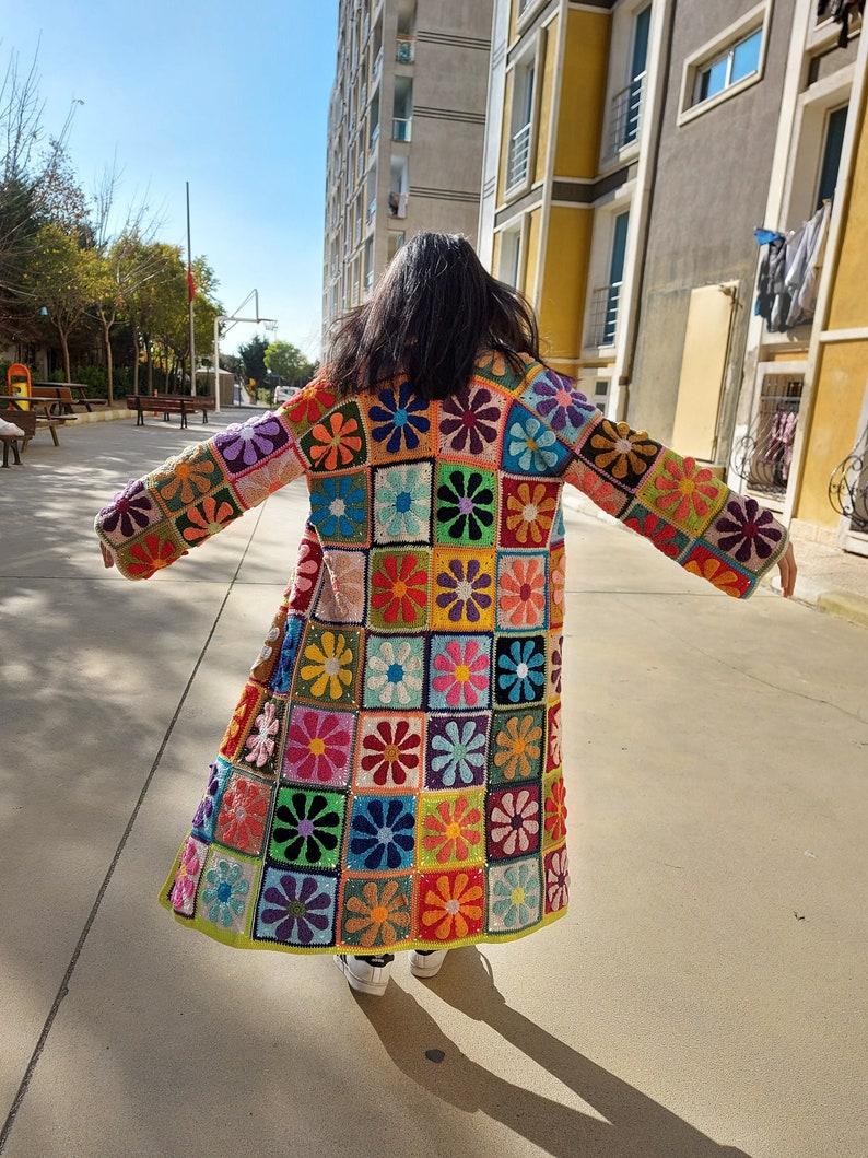 Etsy Crochet Granny Square Cardigan Custom Jacket Women Personalized Crochet Sweater Hand Knit Cotton Cardigan Handmade Fall Style Gift