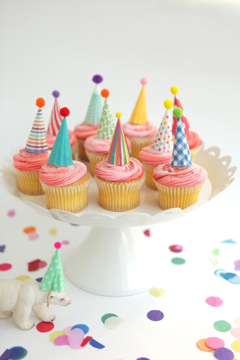 Etsy Cupcake And Cake Toppers Mini Party Hats Bright Colors