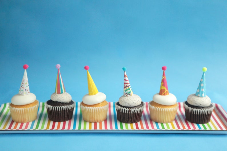 Etsy Cupcake And Cake Toppers Mini Party Hats Bright Colors