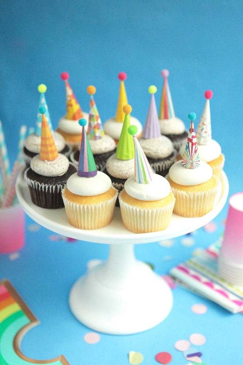 etsy Cupcake and Cake Toppers Mini Party Hats Bright Colors