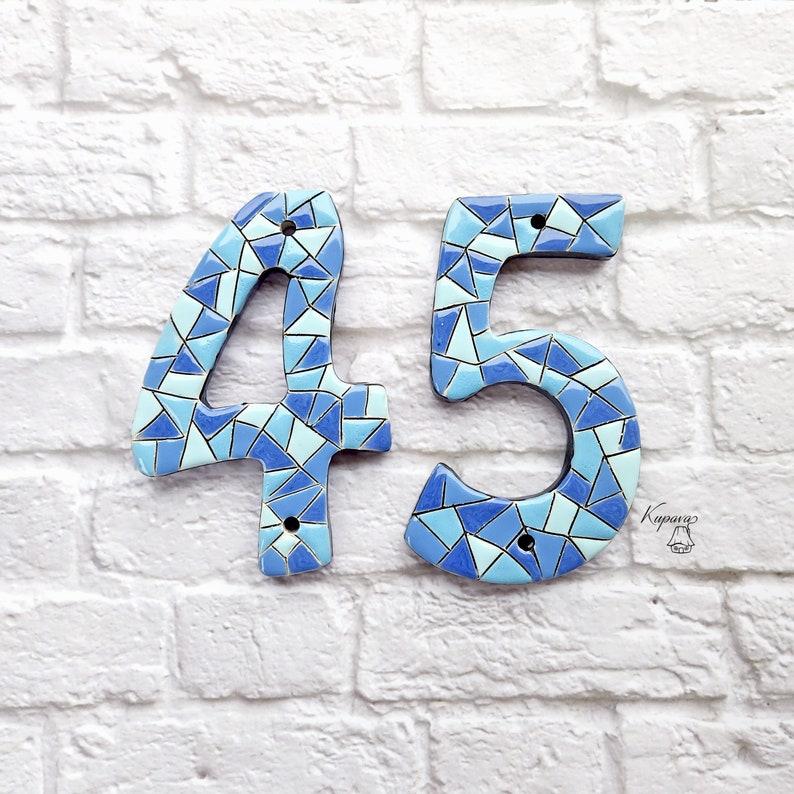 Etsy Custom Ceramic Numbers Tile Wall Hanging Blue Mosaic Tiles Wall Decor House Numbers Beach Home Number Mosaic Art Coastal Living Sign