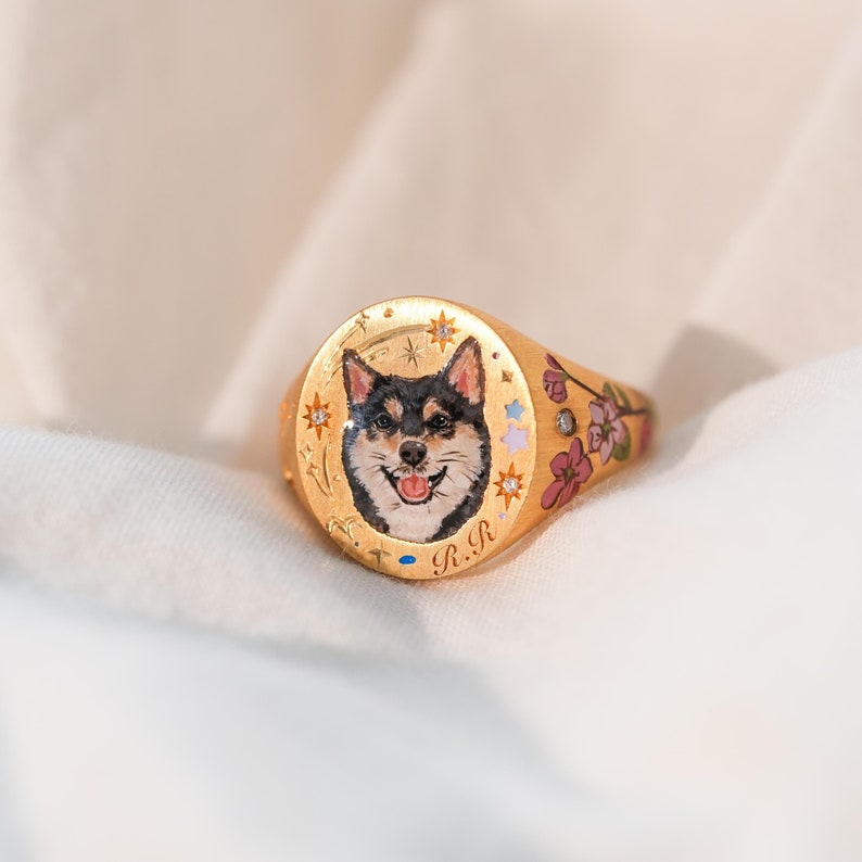 Etsy Custom Dog Memorial Ring Pet Keepsake Ring Enamel Ring Handmade Jewelry Cat Keepsake Pet Memorial Personalized Gift For Pet Lover
