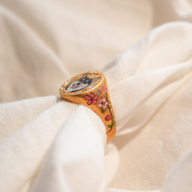 Etsy Custom Dog Memorial Ring Pet Keepsake Ring Enamel Ring Handmade Jewelry Cat Keepsake Pet Memorial Personalized Gift For Pet Lover