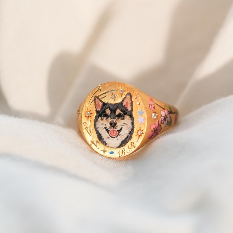 etsy Custom Dog Memorial Ring Pet Keepsake Ring Enamel Ring Handmade Jewelry Cat Keepsake Pet Memorial Personalized Gift For Pet Lover