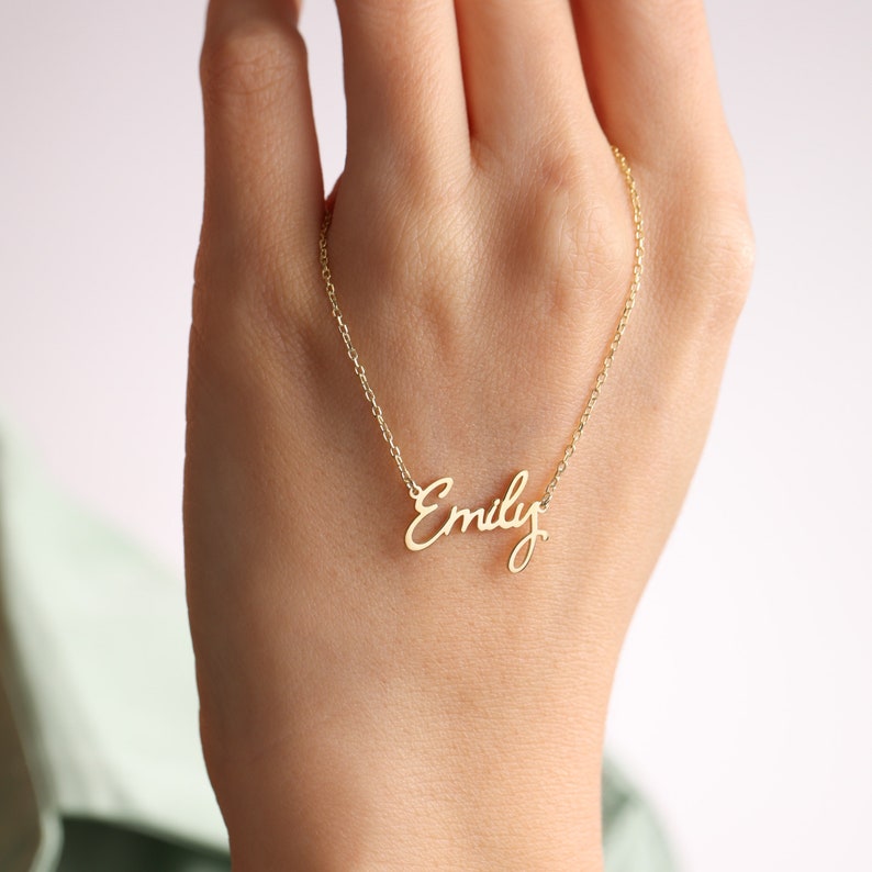 Etsy Custom Gold Name Necklace Dainty Name Charm Necklace Cursive Name Necklace Birthday Gift Christmas Gift Gift Her Mother's Gift