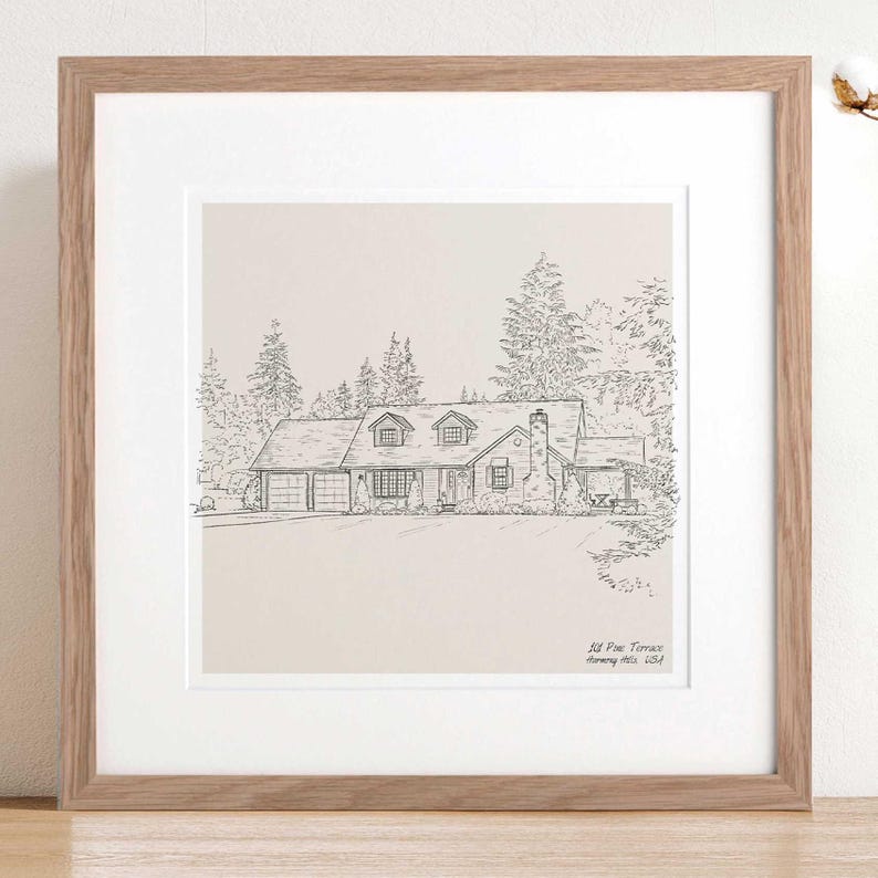 Etsy Custom Hand-Drawn House Pencil Sketch – Personalized Home Illustration For Housewarming Anniversary And New Home Gifts Drawing Portrait US