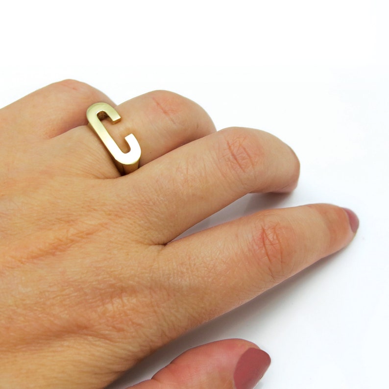 Etsy Custom Initial Ring Personalized Letter Ring Alphabet Ring Initial Jewelry Name Ring Initial Signet Ring C Initial Ring Monogram Ring