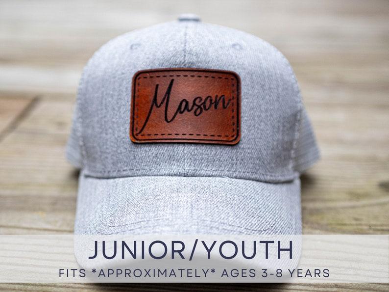 Etsy Custom Junior Kids Hat Leather Patch Cap For Kids Personalized Mesh Trucker Hat For Children Custom Name Hat For Kids For Summer