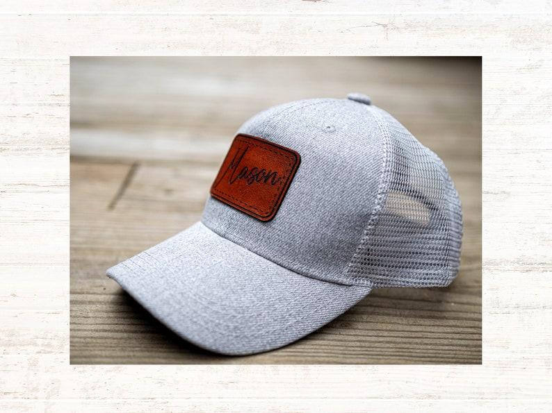 Etsy Custom Junior Kids Hat Leather Patch Cap For Kids Personalized Mesh Trucker Hat For Children Custom Name Hat For Kids For Summer