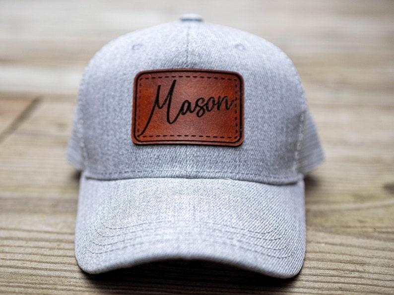 etsy Custom Junior Kids Hat Leather Patch Cap for Kids Personalized Mesh Trucker Hat for Children Custom Name Hat for Kids for Summer
