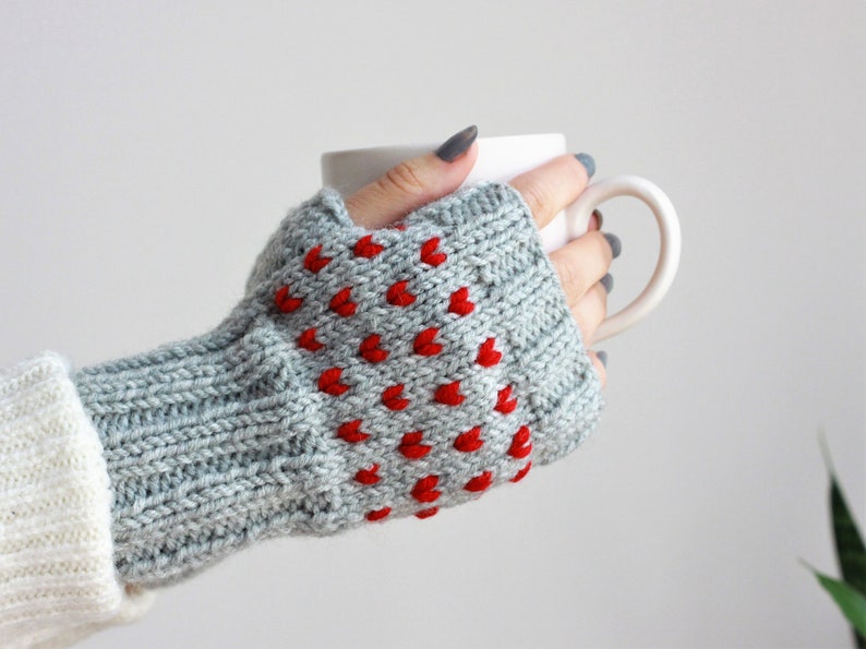 etsy Custom Knit Heart Fingerless Gloves: Accessories for Fall and Winter Best Gift for Her