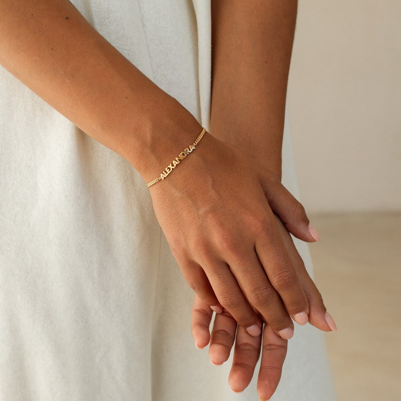 Etsy Custom Name Bracelet On Curb Chain By Grace Personalized - Personalized Name Jewelry - Personalized Christmas Gift For Her *D0011-E01*