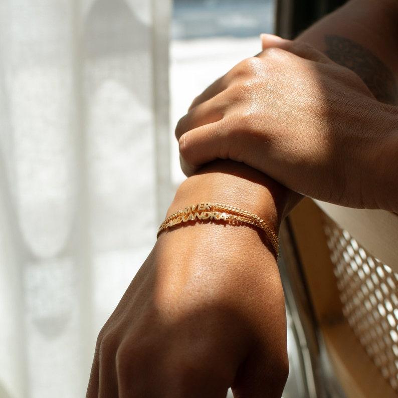 Etsy Custom Name Bracelet On Curb Chain By Grace Personalized - Personalized Name Jewelry - Personalized Christmas Gift For Her *D0011-E01*