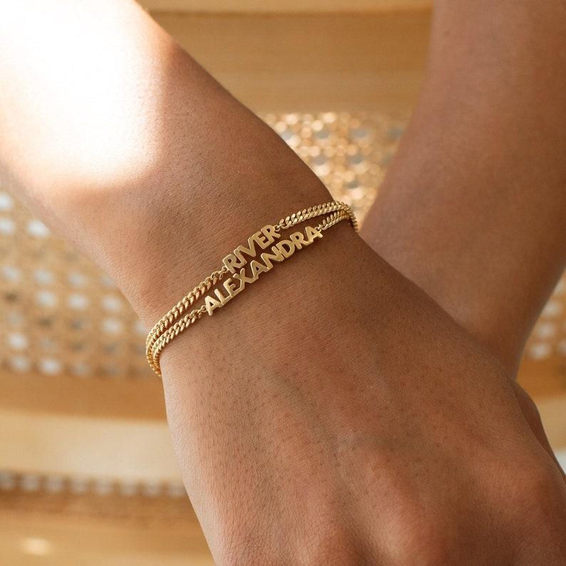 etsy Custom Name Bracelet on Curb Chain by Grace Personalized - Personalized Name Jewelry - Personalized Christmas Gift for Her *D0011-E01*