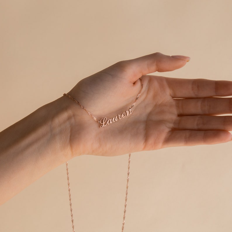 Etsy Custom Name Necklace By Caitlyn Minimalist • Sparkle Twist Chain Name Necklace • Personalized Gifts For Bridesmaid Proposal • NM100F62