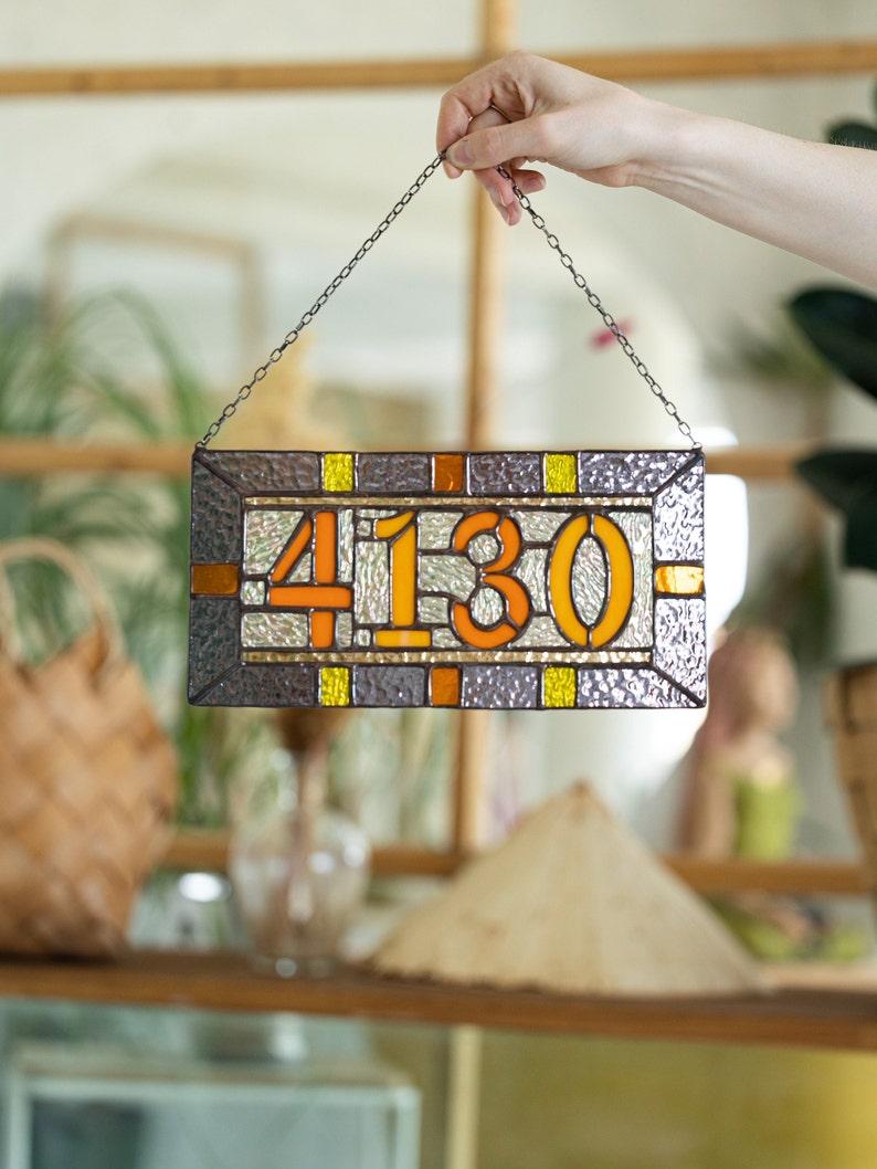 Etsy Custom Stained Glass Numbers Suncatcher Address Sign Personalized Name Cling Housewarming Gift Mother's Day Gift