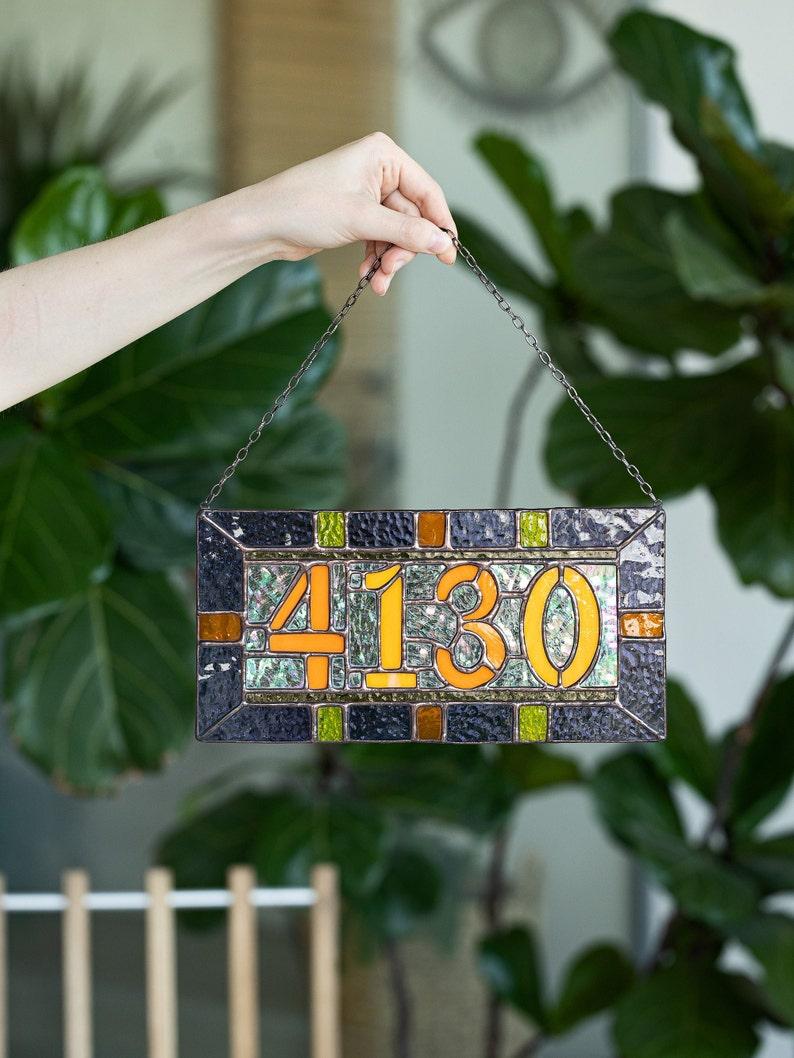 Etsy Custom Stained Glass Numbers Suncatcher Address Sign Personalized Name Cling Housewarming Gift Mother's Day Gift