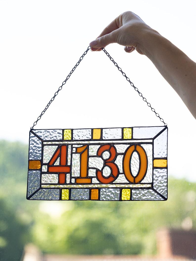 Etsy Custom Stained Glass Numbers Suncatcher Address Sign Personalized Name Cling Housewarming Gift Mother's Day Gift