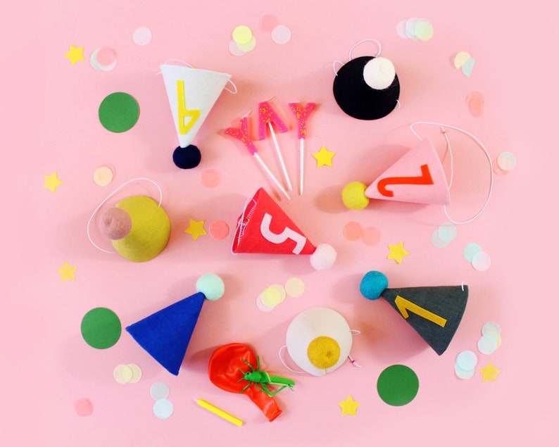 etsy Design Your Own Party Hat - Linen Birthday Hat for Kids Baby Adult Pet - Colorful Pom-Pom