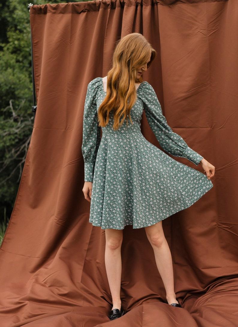 Etsy Dress For Work Outfit Sage Dress Fall Outfit Casual Dress Teacher Outfit Comfortable Dress Knee Length Dress Modest Outfit MidiDress