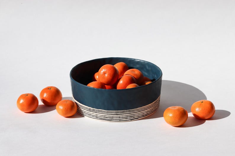 etsy Pinched Serving Bowl - Deep Ocean