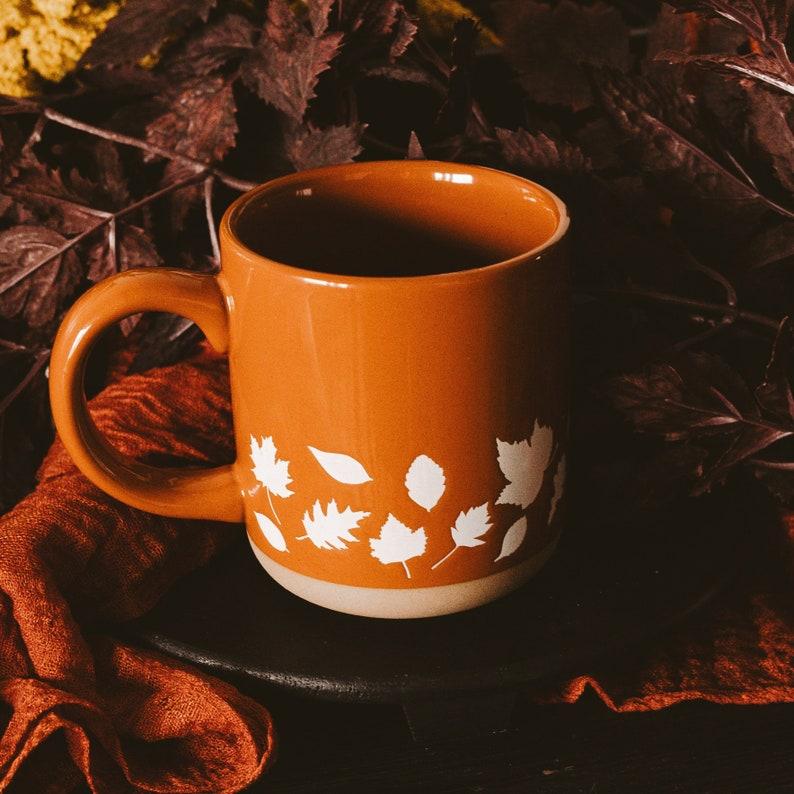 Etsy Fall Leaves Stoneware Coffee Mug - Fall Coffee Mug For Home - Halloween Coffee Mug Fall Gifts And Fall Home Decor
