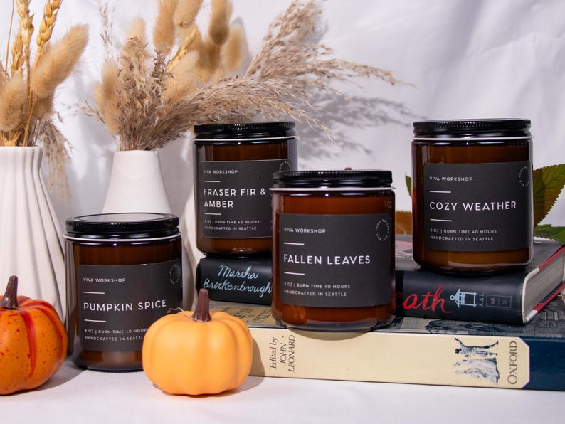 Etsy Fall Soy Wax Candle Cozy Autumn Scents | Pumpkin Apple Bourbon & More | Handmade Gift For Her Or Home Thanksgiving Decor Autumn Candle