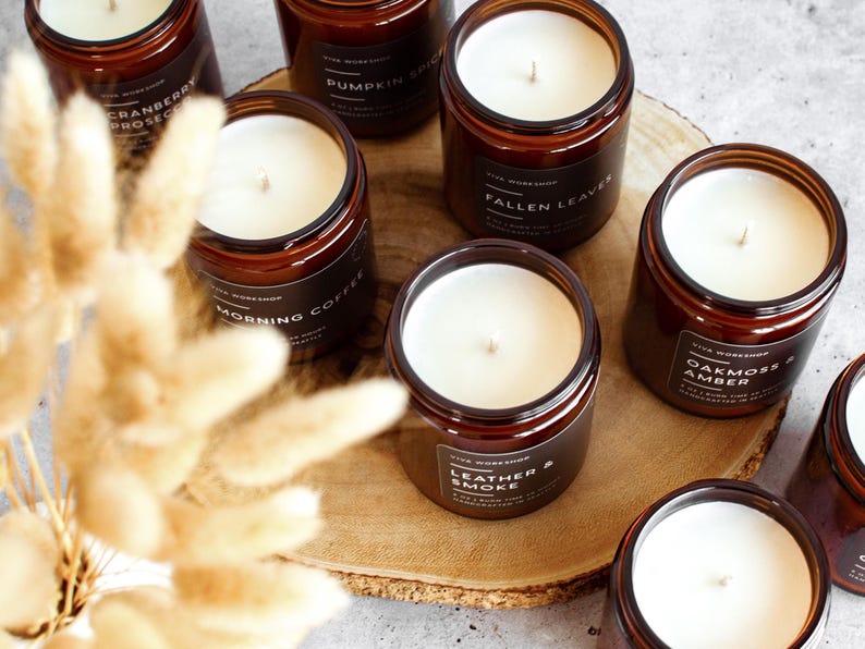 Etsy Fall Soy Wax Candle Cozy Autumn Scents | Pumpkin Apple Bourbon & More | Handmade Gift For Her Or Home Thanksgiving Decor Autumn Candle