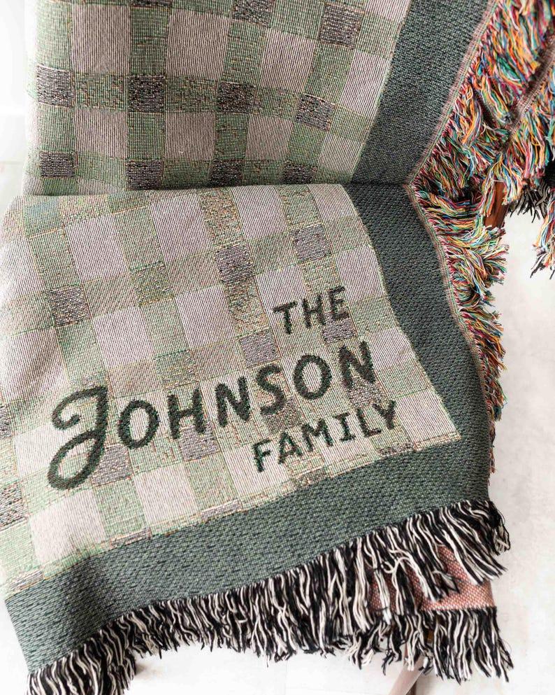 Etsy Family Name Blanket: Custom Housewarming Gift Present For Family Couple Wedding Engagement Anniversary