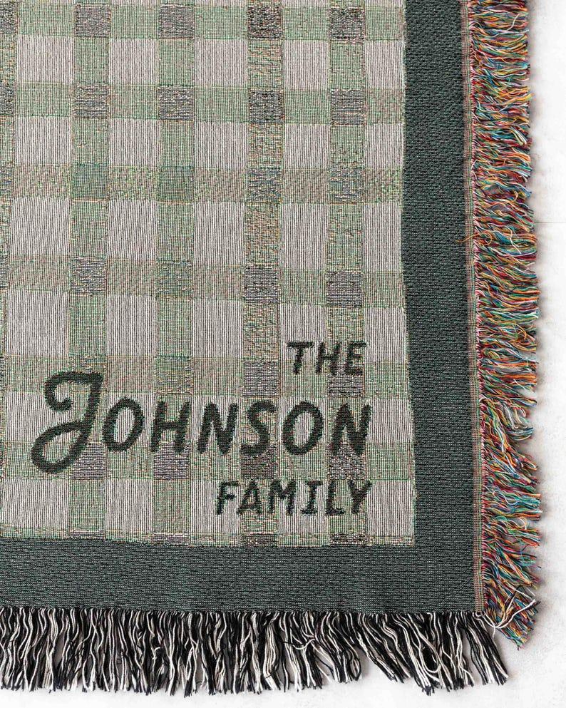 etsy Family Name Blanket: Custom Housewarming Gift Present for Family Couple Wedding Engagement Anniversary