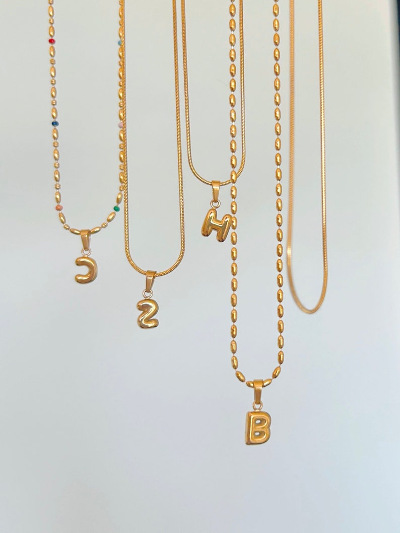 etsy Gold Dainty Initial Necklace Waterproof Tiny Initial Necklace Custom Letter Necklace 18K Gold Letter Necklace Personalized Gift for her