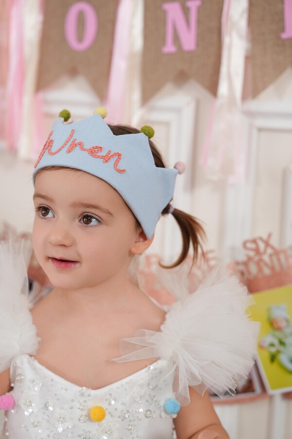 Etsy Hand Embroidered Birthday Crown For Baby And Kid Custom Birthday Party Crown With Baby Name Keepsake For First Birthday&Special Occasions