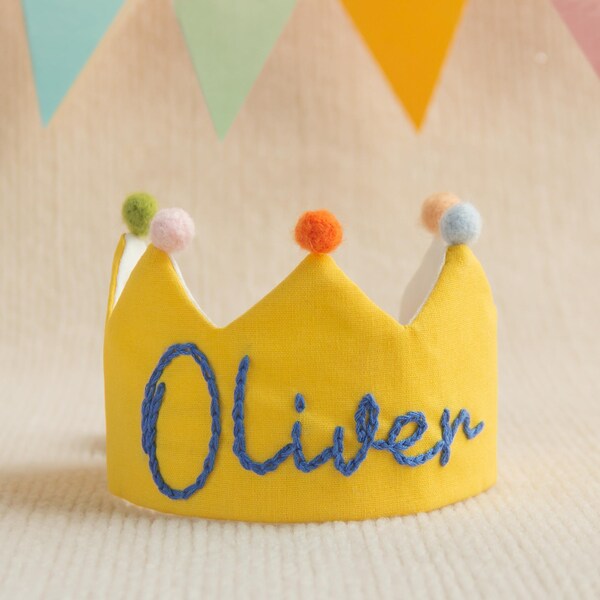 Etsy Hand Embroidered Birthday Crown For Baby And Kid Custom Birthday Party Crown With Baby Name Keepsake For First Birthday&Special Occasions