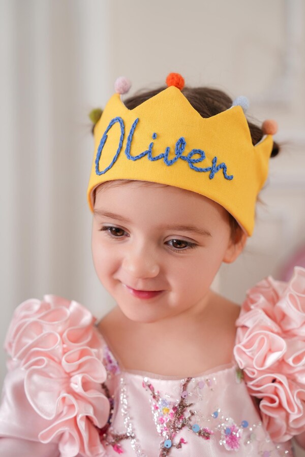 etsy Hand Embroidered Birthday Crown for Baby and Kid Custom Birthday Party Crown with Baby Name Keepsake for First Birthday&Special Occasions