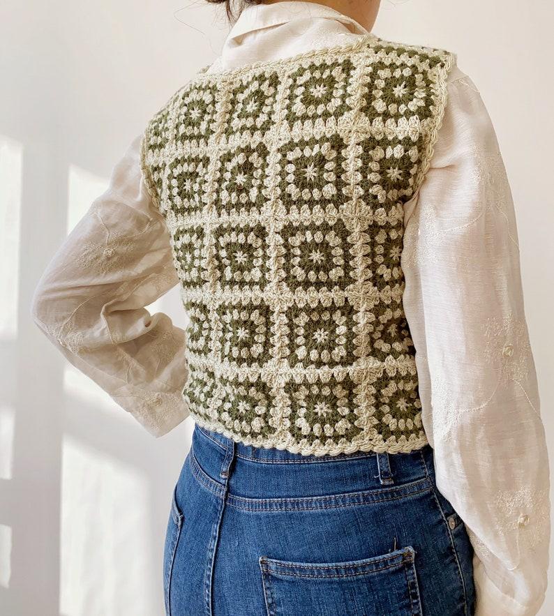 Etsy Handknitted Crochet Vest With Retro Granny Square Handmade Women Tank Top Crochet Sleeveless Top Unisex Crochet Summer Fall Outfit