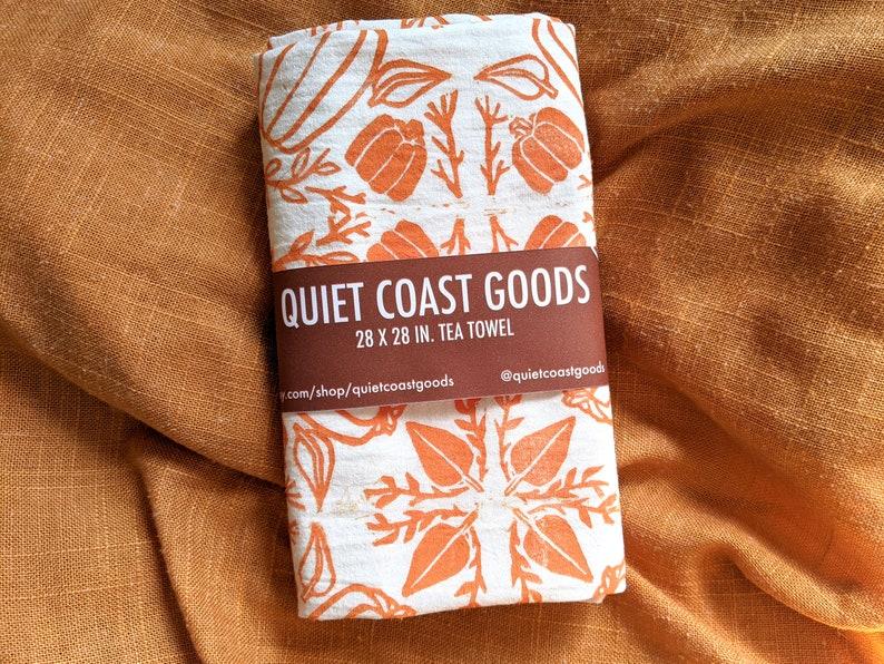 Etsy Handprinted Fall Tea Towel Pumpkin Tea Towel Fall Kitchen Decor 28 X 28 Inch Tea Towel Flour Sack Towel Cotton Kitchen Towel