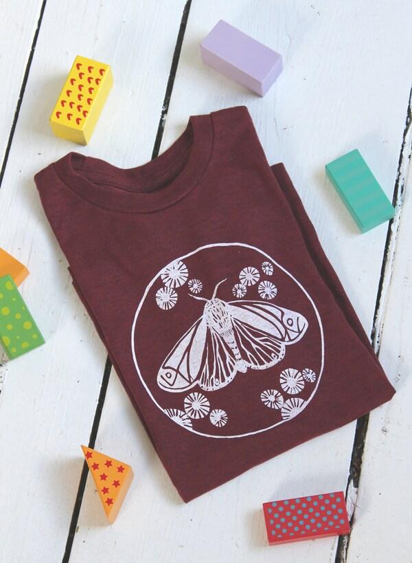 etsy Kids Tiger Moth Tee - Organic Kids T-shirt - Butterfly Shirt - Children's Shirt - Tri-Blend - Graphic Tees - Children's Gift - Unisex