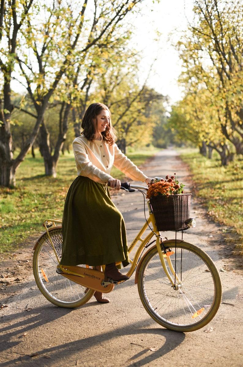 Etsy Linen Women Skirt Moss Green Twirl Skirt Button Down Skirt Suspender Skirt Vintage Style Skirt Midi Linen Skirt