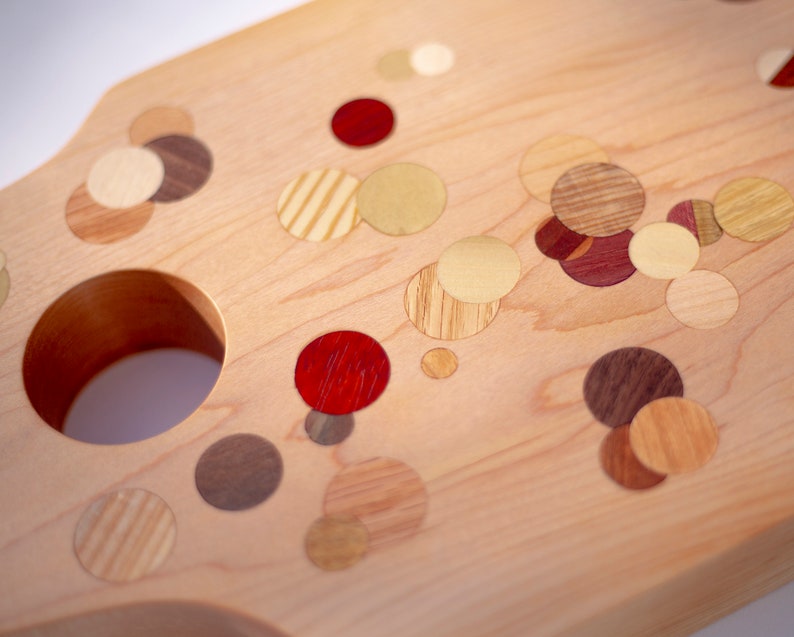Etsy Maple Multi Color Polka Dot Inlay Kitchen Board With Handle Hole