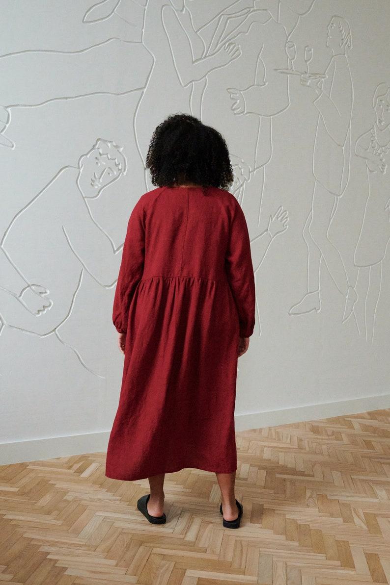 Etsy Margo Burgundy Red Linen Dress -Oversized Linen Dress - Linen Dress - Fall Linen Dress - Long Linen Dress
