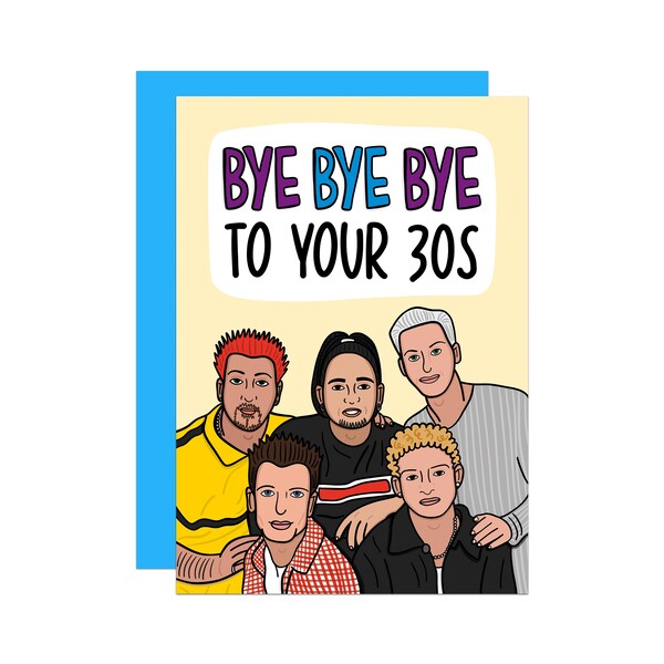 etsy NSYNC 40th Birthday Card | Funny 90s Card | Nostalgic Card | Millennial Birthday Card | Card for Her | Card for Friend | 00s Birthday Card