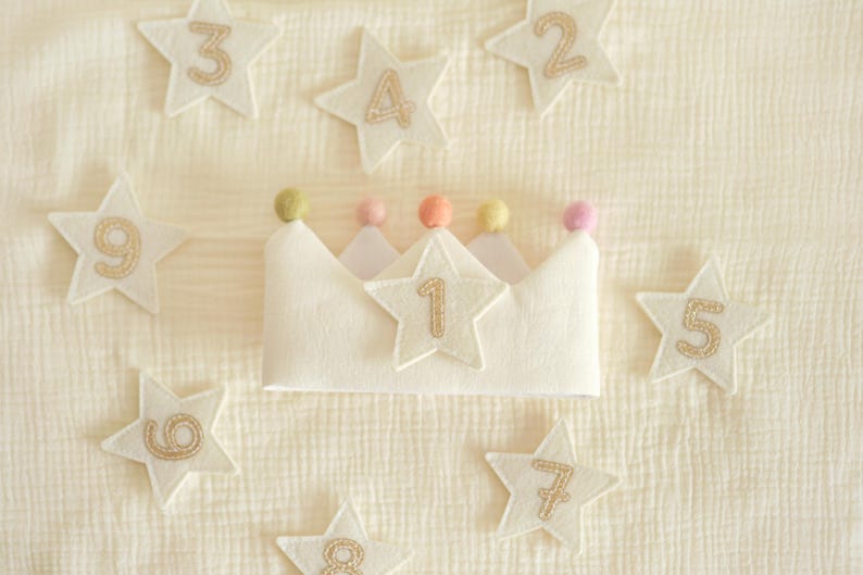 Etsy Number And Star Custom Linen Crown For Kids & Children's Birthday Personalized Gifts Keepsake For First Birthday Party Special Occasions