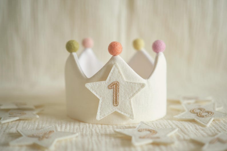 etsy Number and Star Custom Linen Crown for Kids & Children's Birthday Personalized Gifts Keepsake for First Birthday Party Special Occasions