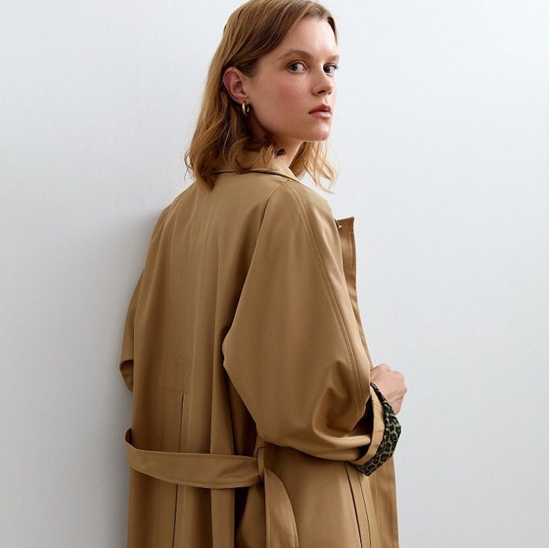 Etsy Oversize Camel Double Breasted Belted TrenchCoat/Women Long Windbreaker/Fall For Women Duster Coat/Britain Mist Style Raincoat/Coat For Rain